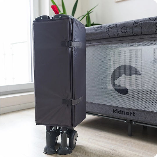 Kidnort Babybett mit Matratze Grau 68x128cm