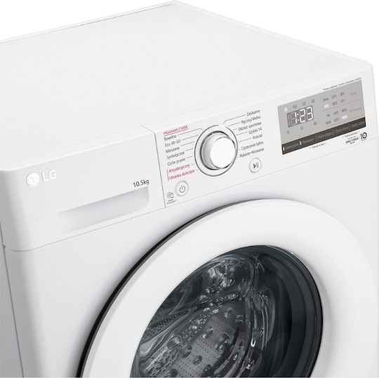 LG Mașină de Spălat Rufe Inversor Direct Drive 10.5kg cu Tehnologie cu Abur 1400 Rotiri AI DD F4WV310WHT