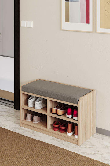 Mobilier Hol cu Suport pentru Pantofi și Bancă Bej 80x35x47cm