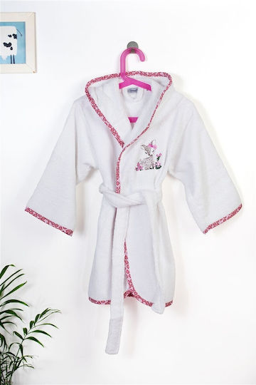 Dimcol Halat de Baie pentru Copii White-pink cu Glugă