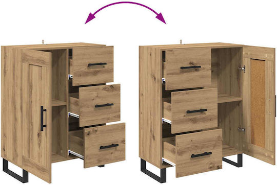 Highboard Wohnzimmerschrank aus Spanplatte Artisan-Eiche 69,5 x 34 x 180 cm
