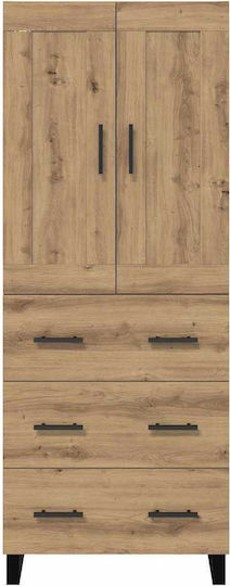 Highboard, Dulap de Sufragerie de Pardoseală din Placă Aglomerată, Stejar Artisan, 69,5x34x180 cm,