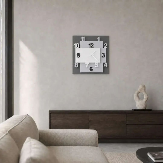 Arti E Mestieri 3D Wall Clock Metallic White 40x40cm