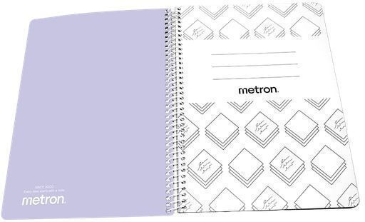 Metron Spiral Ruled Notebook 120 Paper Sheets 2 Subjects (Miscellaneous Designs)
