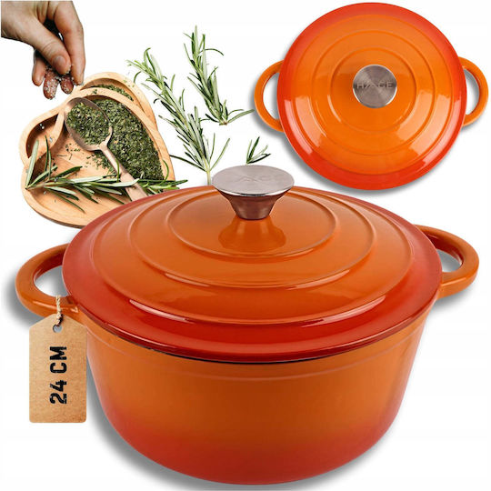 Untiefe Töpfe aus Gusseisen 4l / DQ24-Orange