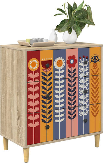 Kommode Schlafzimmer Holz Essen mit 3 Schubladen Mehrfarbig 66x36.5x75cm