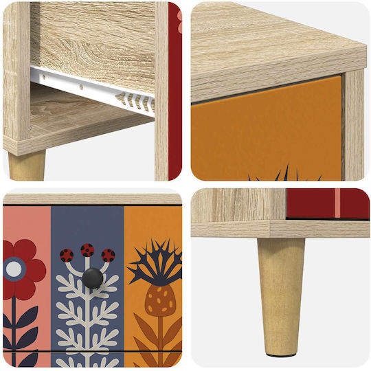 Kommode Schlafzimmer Holz Essen mit 3 Schubladen Mehrfarbig 66x36.5x75cm