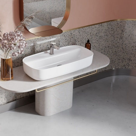 Cerastyle Aqua Επικαθήμενος Νιπτήρας Πορσελάνης 80x40x16cm Λευκός