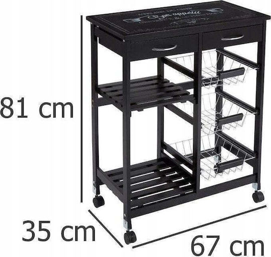 5Five Metallic Kitchen Rack 8 Tiers Black 65.5x35x81.5cm