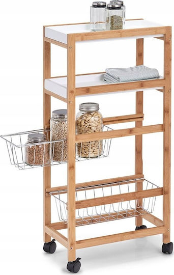 Zeller Wooden Kitchen Trolley 4 Tiers White 40x22x83cm
