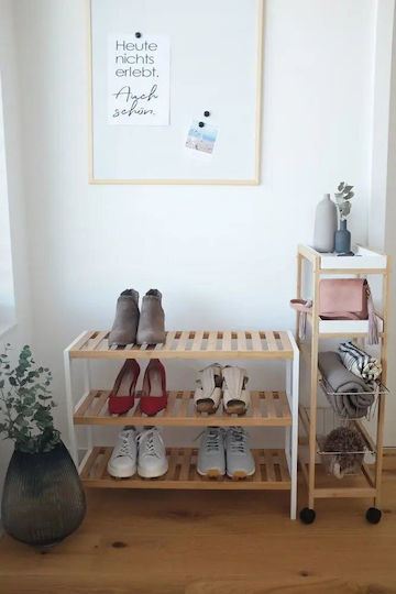 Zeller Wooden Kitchen Trolley 4 Tiers White 40x22x83cm