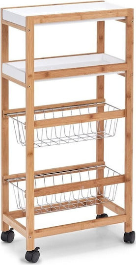 Zeller Wooden Kitchen Trolley 4 Tiers White 40x22x83cm