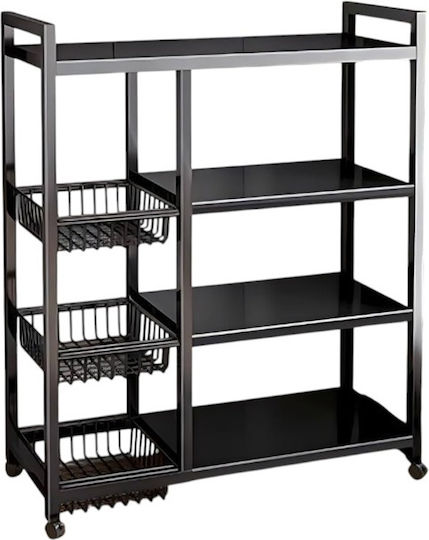 Metallic Black Kitchen Trolley 108x32cm