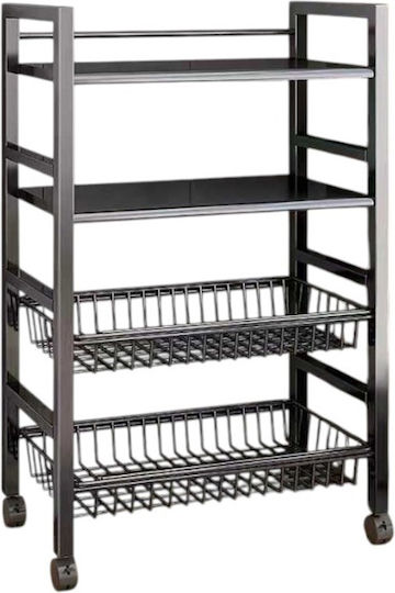 Kitchen Trolley Metallic Black 98x50x32cm