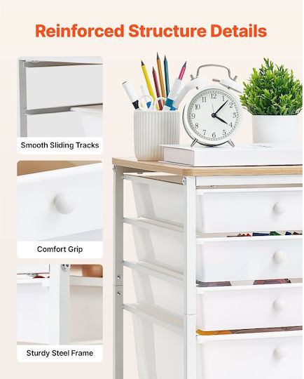 Vevor Kitchen Trolley Wooden 5 Tier White
