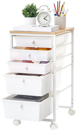 Vevor Kitchen Trolley Wooden 5 Tier White