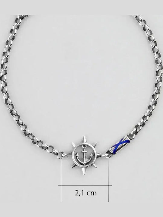 SteweHome Men's Bracelet Identity with Anchor Design in Silver