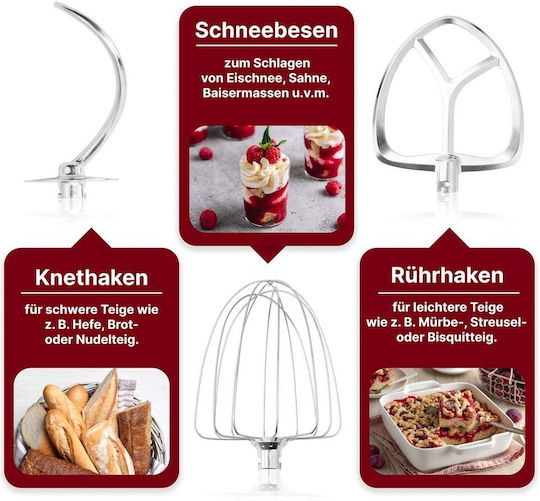 KM3765 Küchenmaschine 1500W mit Rostfreiem Schüssel 10lt Rote