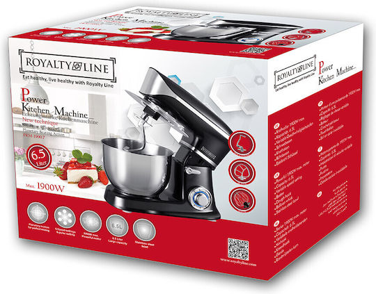 Küchenmaschine 1900W mit Rostfreiem Schüssel 6,5l Schwarze