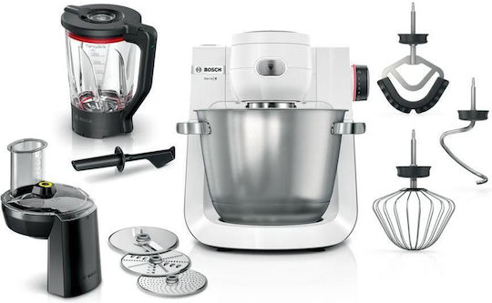 Bosch MUM Serie 6 Κουζινομηχανή 1600W με Ανοξείδωτο Κάδο 5.5lt Λευκή
