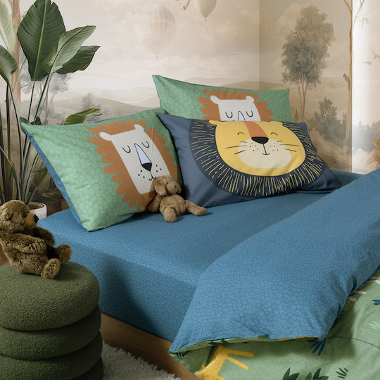 Nef-Nef Homeware Сет Спални Чаршафи Единични с Ластик Памучни Jungle Green 100x232cm 3бр