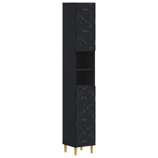 vidaXL Badezimmer-Säulenschrank Boden M30xB31xH190cm Schwarze