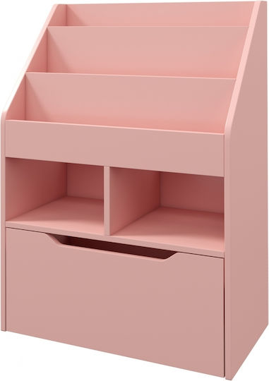 Βιβλιοθήκη Δαπέδου Ξύλινη Ροζ 60x29.9x90cm