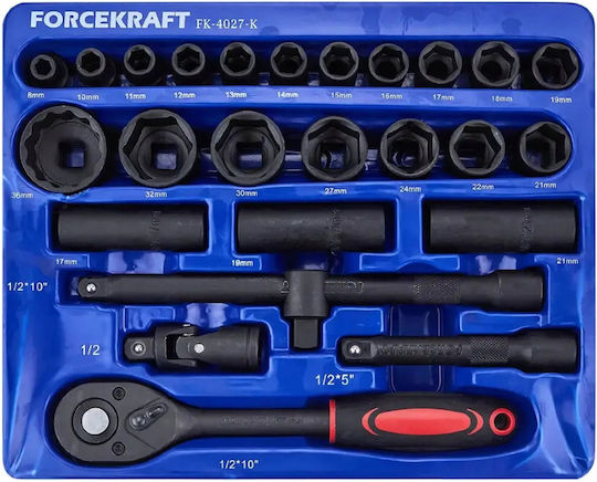 Forcekraft Forcekraft Ratchet with Sockets 1\2" 26 Pieces