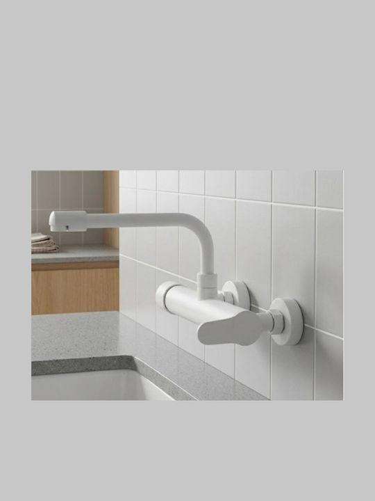 Bonken Küchenarmatur Wand Weiß