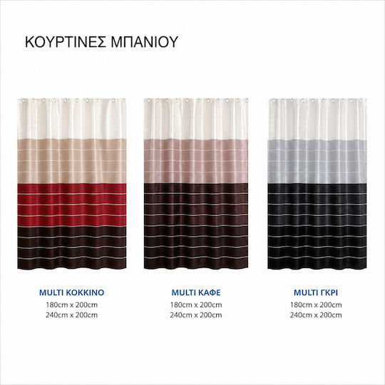 Import Hellas Multi Perdea de Baie Țesătură 180x200 Negru-gri