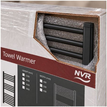 Bathroom Radiator Towel Rail NVR 400x1200 555 Kcal/h Black Straight