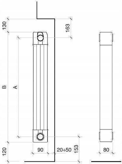 Decorative Radiator Garda S90/1600 3 Ribs S
