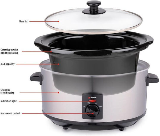 Alpina Appliances Бавно Готвещ Уред 240W с Капацитет 3.5л Сребрист