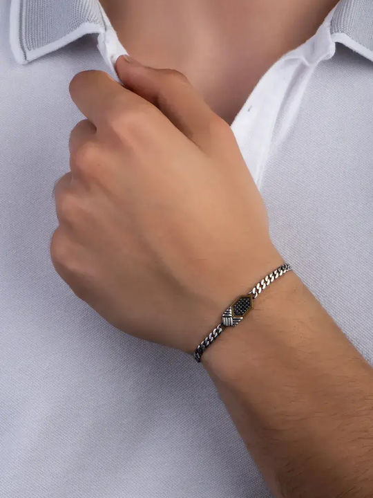 SteweHome Herren Armband Kette Aus Silber Vergoldet Mit Zirkon 22cm