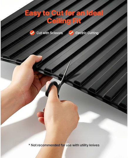 3D PVC Wall Panels with Glue Paintable Black 60.5x121.5cm 12 Pieces