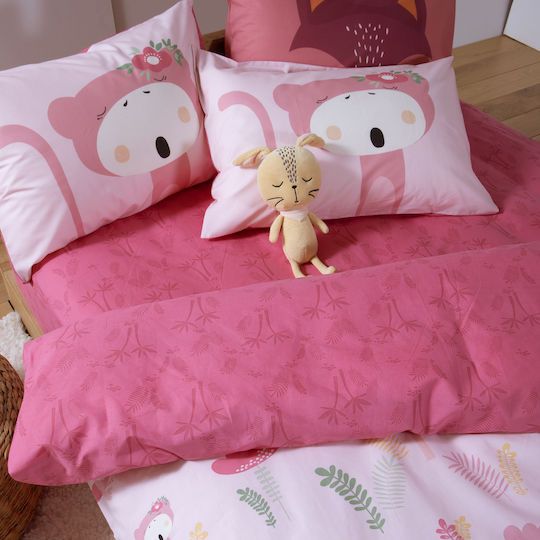 Nef-Nef Homeware Wild & Sweet Комплект Детска Завивка Единична с Калъфка за Възглавница Памучна Розова 160x240см