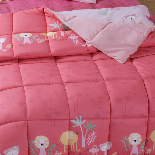 Nef-Nef Homeware Wild & Sweet Комплект Детска Завивка Единична с Калъфка за Възглавница Памучна Розова 160x240см