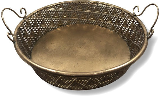 Inart Διακοσμητικός Δίσκος Metallisch Oval Gold 3Stück