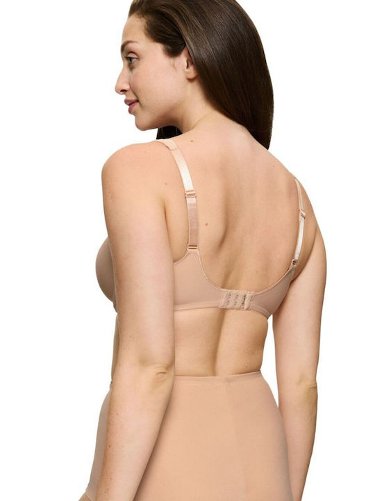 Modern Soft Cotton Minimizer Minimizer Bra without Padding Underwire Beige