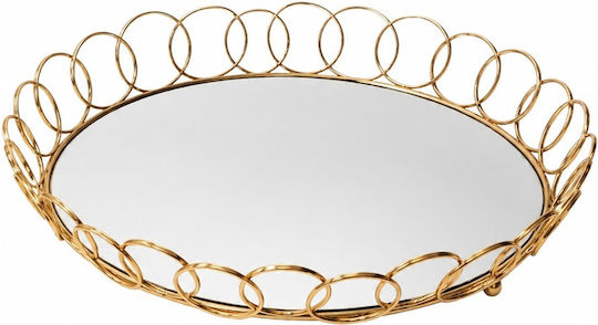 Iliadis Decorative Metallic Round Tray with Mirror 34x34cm 3pcs