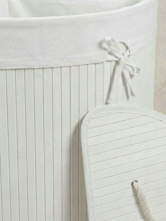 Springos Кошница за пране Bamboo 60л с Капак 35x35x35см Бяла