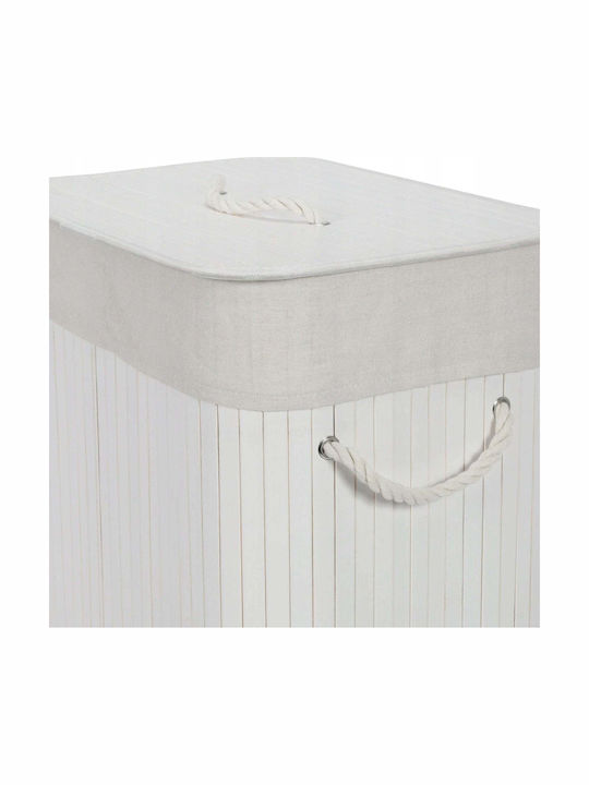 Songmics Laundry Basket Bamboo 72lt with Cap White