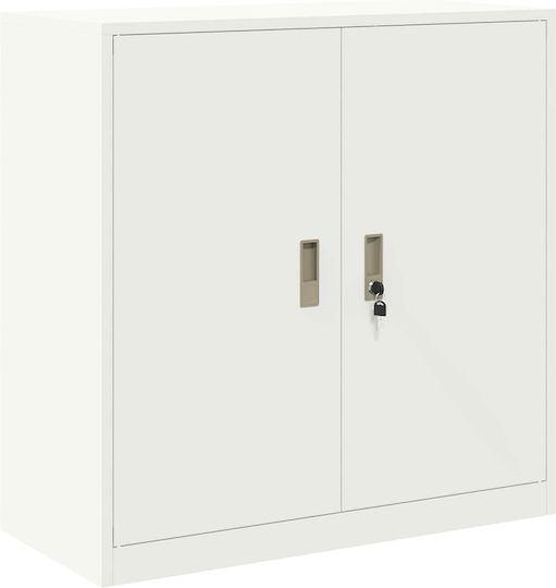Büroaufbewahrungsschrank Metall mit Schloss Weiß 90x40x160cm