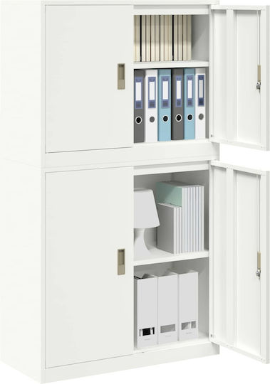 Büroaufbewahrungsschrank Metall mit Schloss Weiß 90x40x160cm
