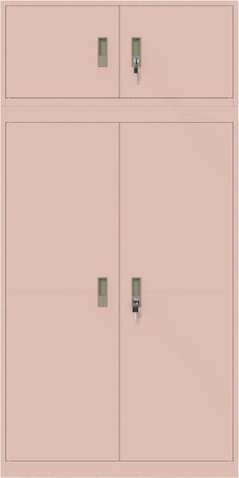 Метален Стоящ На Пода Бюро Шкаф С Ключалка Розов 90x40x180см