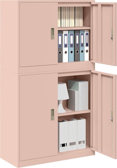 vidaXL Office Storage Cabinet Metal with Lock Pink 90x40x160cm