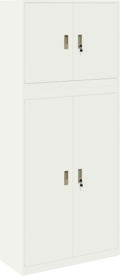 Büroaufbewahrungsschrank Metall mit Schloss Weiß 90x40x210cm