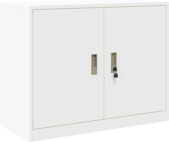 Büroaufbewahrungsschrank Metall mit Schloss Weiß 90x40x210cm