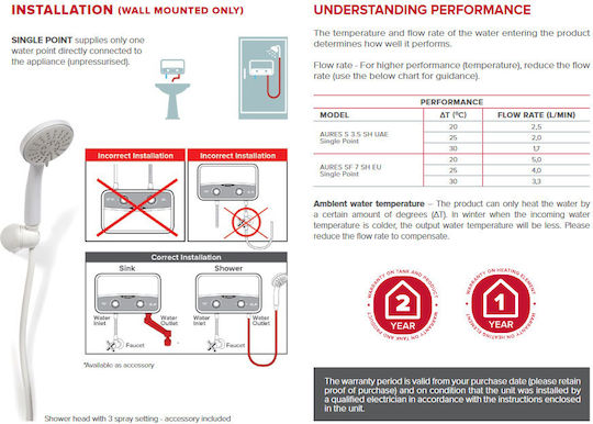 Ariston Aures Slim Flow Стенен Бойлер Баня/кухня 7кВт