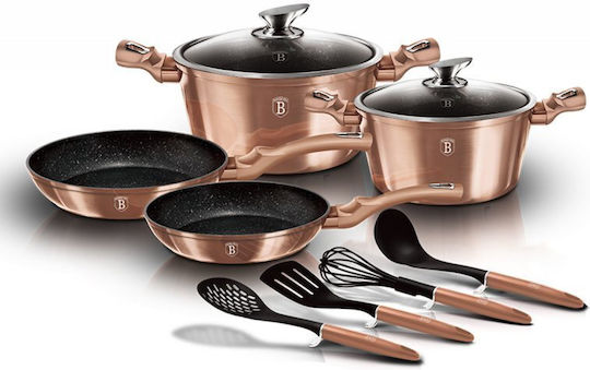 Berlinger Haus Metallic Line Kochgeschirr-Set aus Aluminium Rose Gold Collection mit Steinbeschichtung 4 Teile